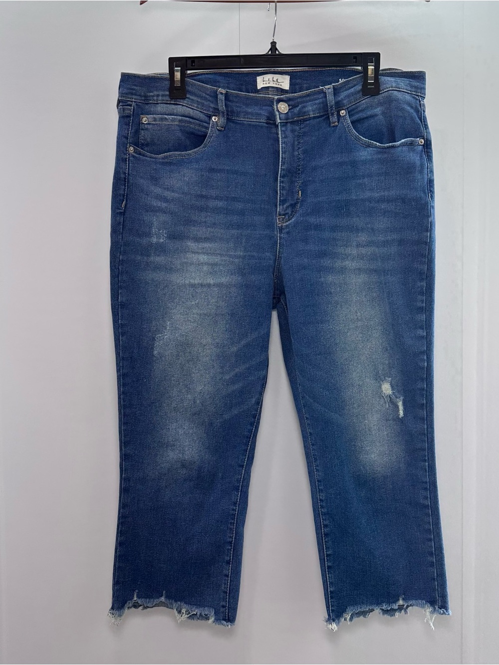 Nicole Miller Blue Cropped Distressed Jeans